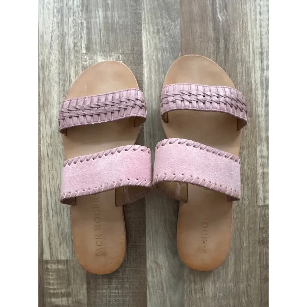 Women's Jack Rogers Tinsley Suede Slides size 6 in Mauve Pink Bohemian Preppy - Picture 2 of 5